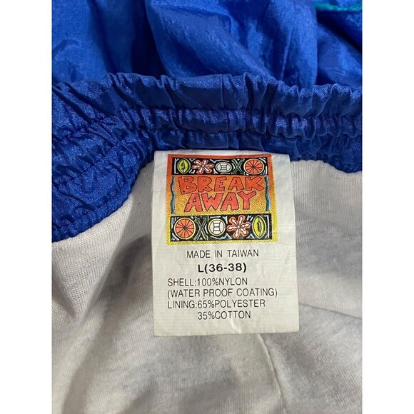 Vintage Break Away Blue & Teal Puffy Swooshy Windbreaker Pants Size LARGE 36-38 - Picture 3 of 3